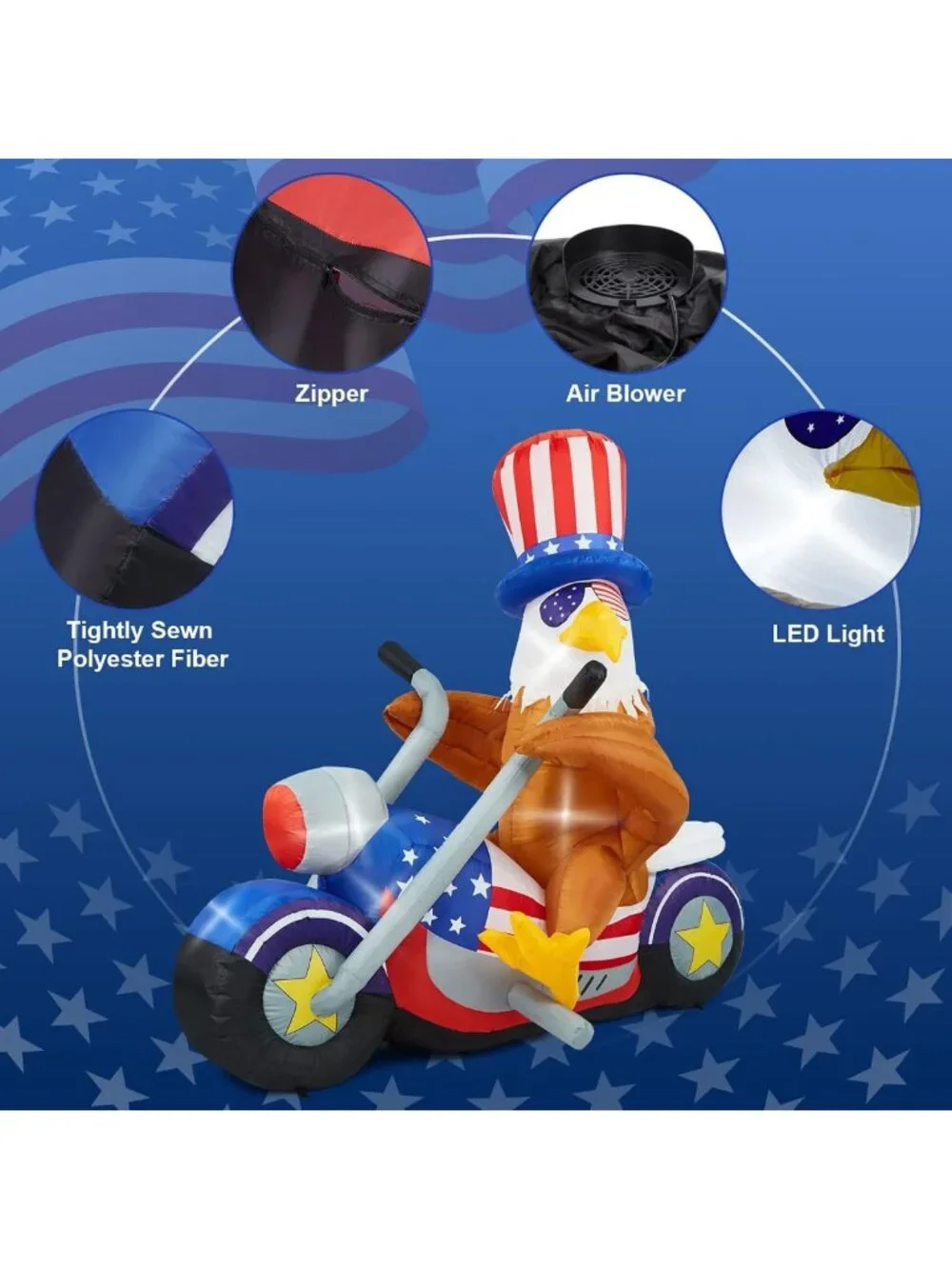 6 FT Patriotic Eagle Inflatable Yard Decoration | LED Lights for Independence